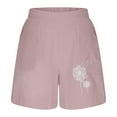 thumbnail image 3 of up to 60% off Gifts Usmixi Womens Summer Shorts Beach Fashion Dandelion Print Cotton Linen Short Pants Plus Size Elastic Waist Shorts with Pocket Pink m, 3 of 5