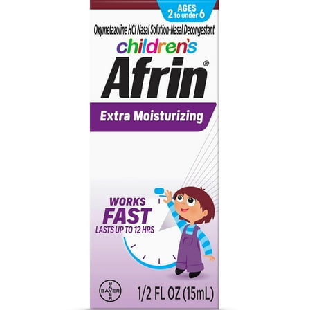 Children's Afrin Extra Moisturizing 12 Hour Stuffy Nose Nasal Spray, Ages 2 to 6, 15mL
