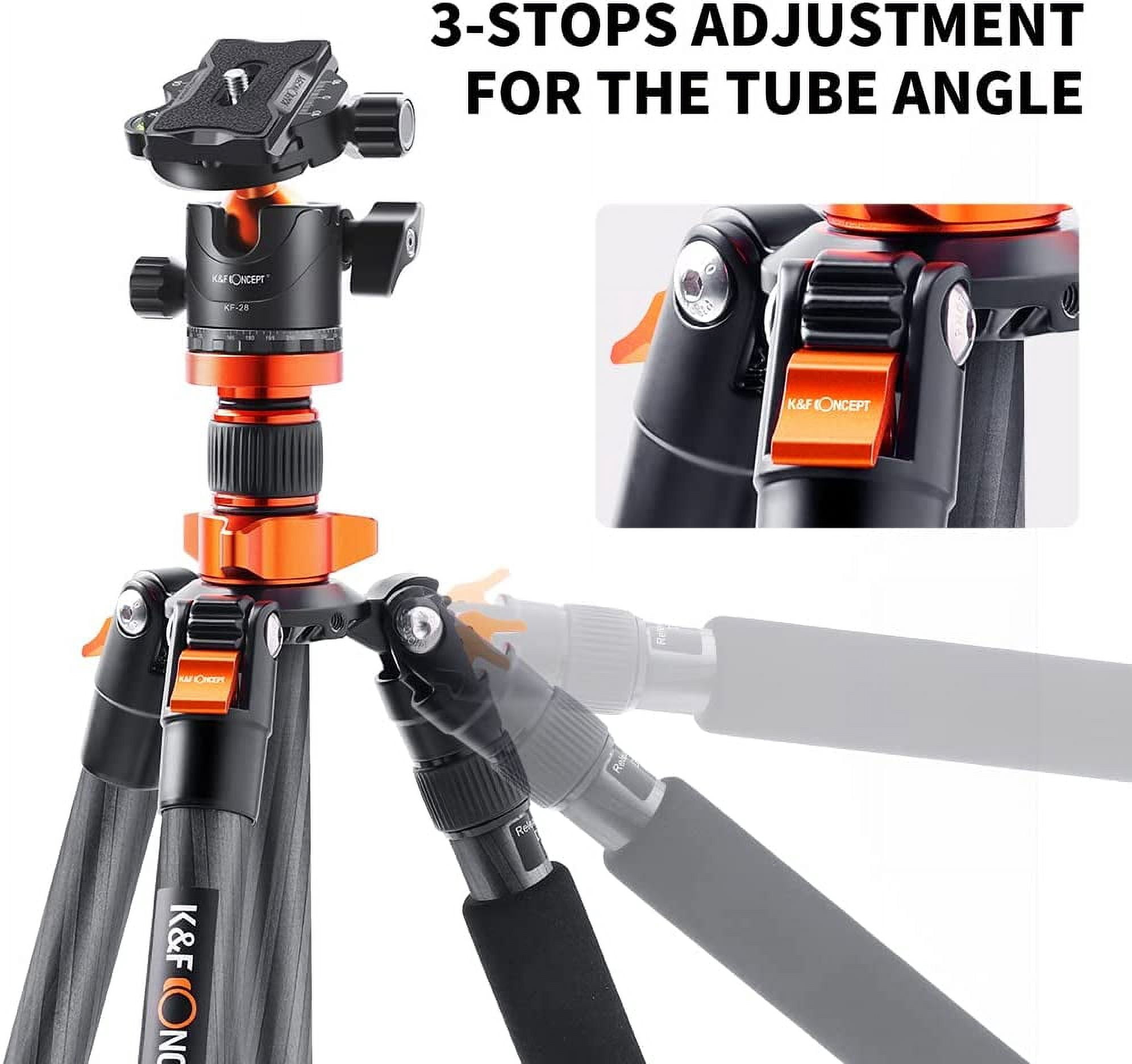 K&F CONCEPT 68" Carbon Fiber Camera Tripod,Compact Tripods with Metal Ball Head,Quick Release Plate,Detachable Monopod 10KG Load for DSLR Cellphone Tripods