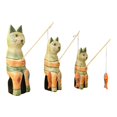 thumbnail image 1 of 3 estatuas de gato, figuras decorativas, arte coleccionable moderno, marionetas de madera Verde naranja, 1 of 9