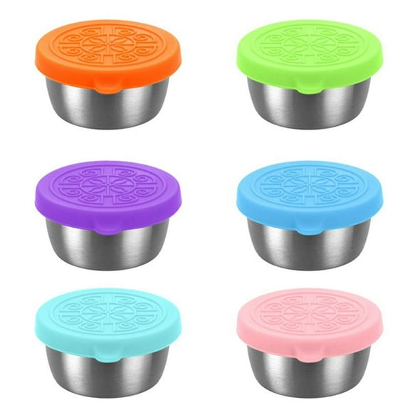 6 Pack Salad Dressing Container to Go, 40Ml Reusable Small Condiment Containers with Lids, Leakproof Silicone