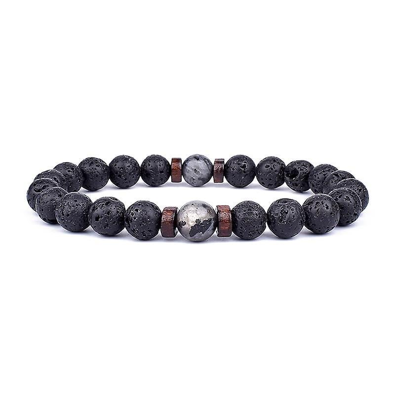 Volcanic Stone Bracelet For Men Lava Wooden 8mm Beads Bracelet