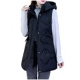 thumbnail image 3 of Leesechin Women's Long Puffer Vest Cotton Sleeveless Puffy Jacket with Removable Hood, 3 of 5