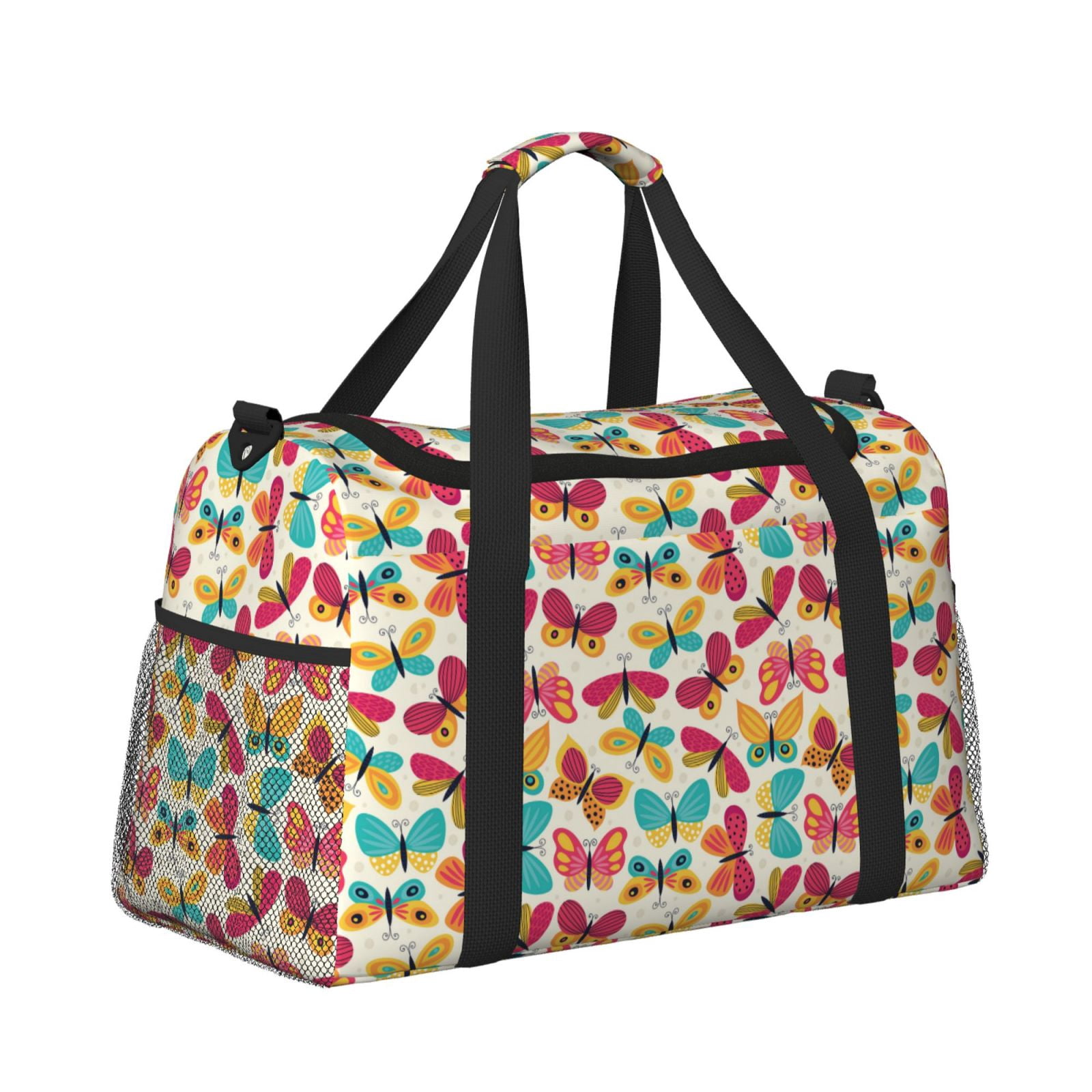 Fuzoiu Colorful Butterflies Print Travel Duffle Bag,Carry On Tote Bags,Duffel Bag,Sport Gym Bag, Hospital Bag for Labor and Delivery, Overnight Bag,Luggage Bag