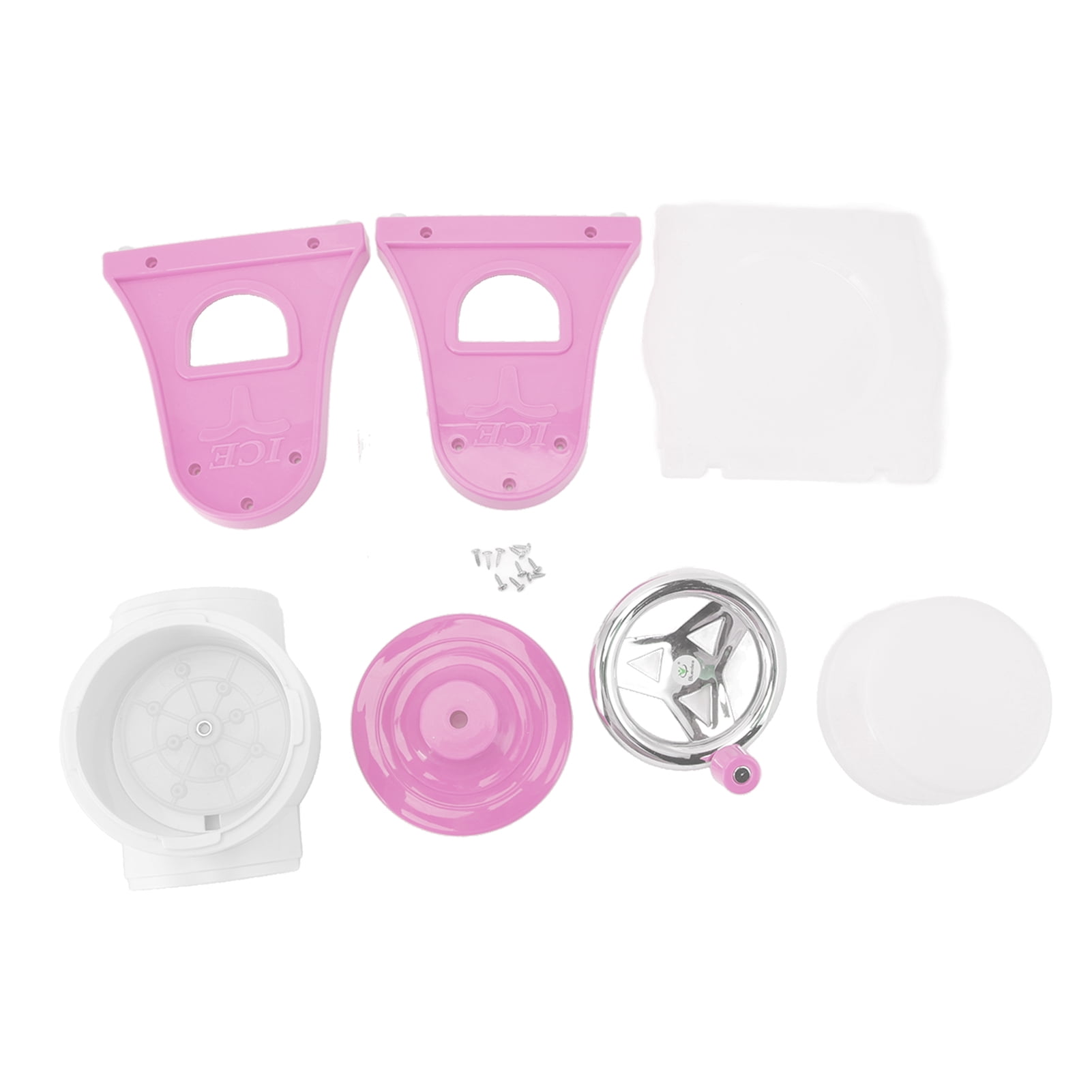 M Buder Hand Crank Shaved Ice Machine Stainless Steel Blades Portable Snow Cone Maker for Home Pink 11.2 inches / 28.5 cm