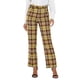 thumbnail image 1 of Pantalones largos rectos de cintura elástica con botones y cremallera de cuadros para mujer Inspire Chic M Amarillo, 1 of 6