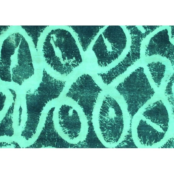 Ahgly Company Machine Washable Indoor Rectangle Abstract Turquoise Blue Modern Area Rugs, 5' x 8'