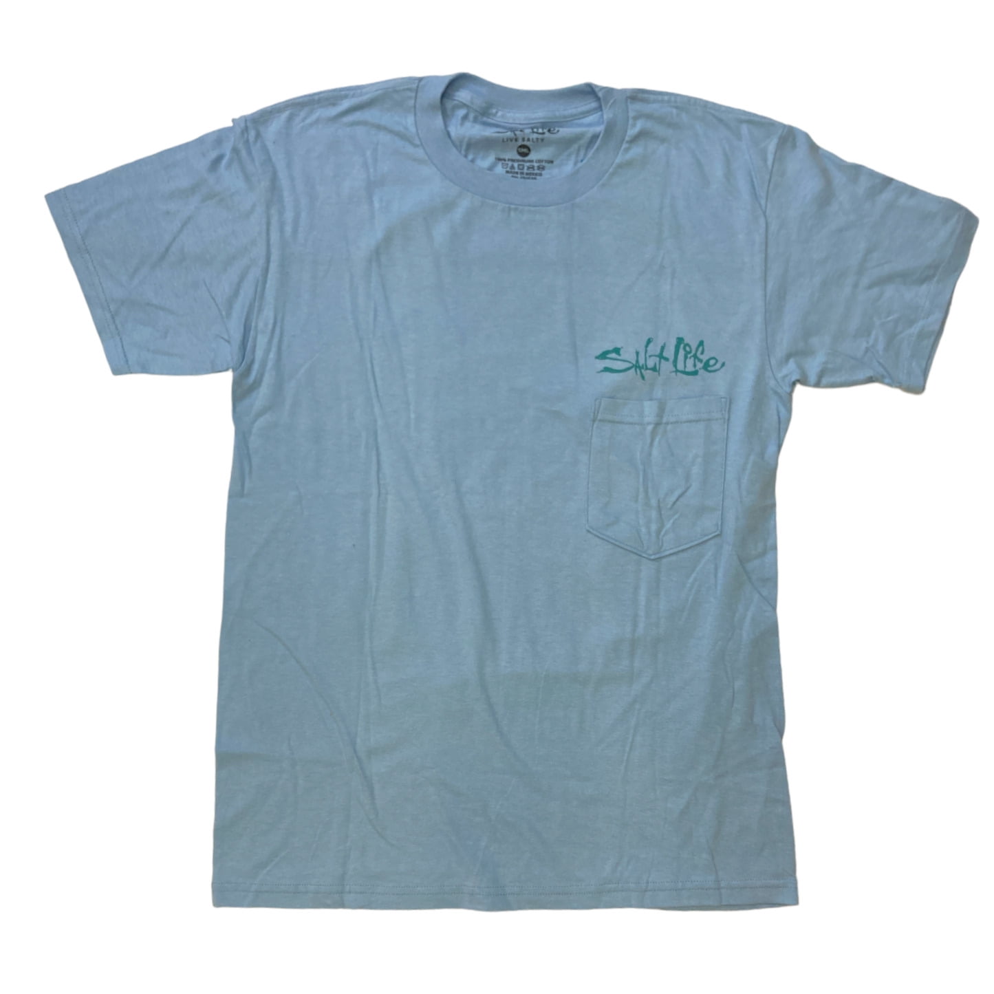 T-shirt Salt Life Homme Taille M - Manches Courtes Bleu Motif Crâne Et Cannes à Pêche