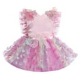 thumbnail image 3 of IBTOM CASTLE Baby Girls Butterfly Tutu Dress Summer Sleeveless Backless Lace Princess Birthday Party Dress with Headband Outfit 18-24 Months Rainbow - Butterfly, 3 of 8