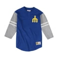 thumbnail image 1 of Mitchell & Ness Hombres Chicago Cubs Henley Camisa, Azul, Mediano, 1 of 1