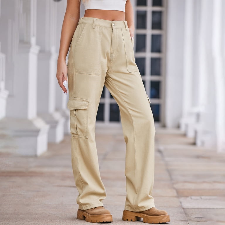 XFLWAM Cargo Pants for Women High Waist Wide Leg Casual Pants with