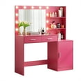 thumbnail image 4 of Vastcury Minimalist Vanity Desk with Mirror and Lights, Bedroom 3 Level Makeup Dresser, Dressing Table with Large Vertical Organizer & 2 Drawer, Rose Pink, 4 of 7