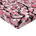 thumbnail image 2 of Ambesonne Pink Fitted Sheet, Sakura Tree Umbrellas, Twin XL Size, Black Pink, 2 of 3