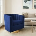 thumbnail image 2 of BELLEZE Swivel Accent Chair, Wide Modern Upholstered Armchair 360 Degree Swivel Comfy Single Sofa Side Chair for Living Room Bedroom Office [Set of 2] - Zoe (Blue), 2 of 7
