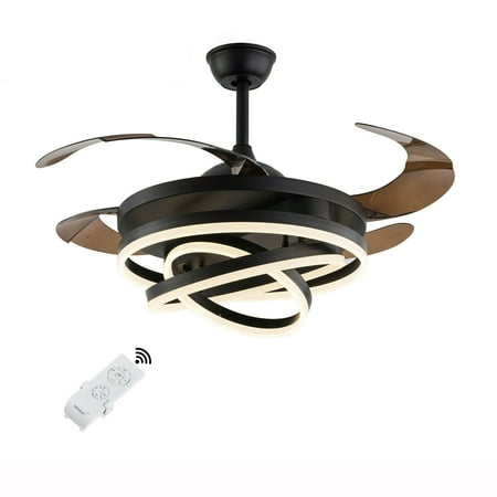 

Oukaning Ceiling Fan Light 3 Changeable Color Bedroom Ceiling Fans Chandelier 4 Blades