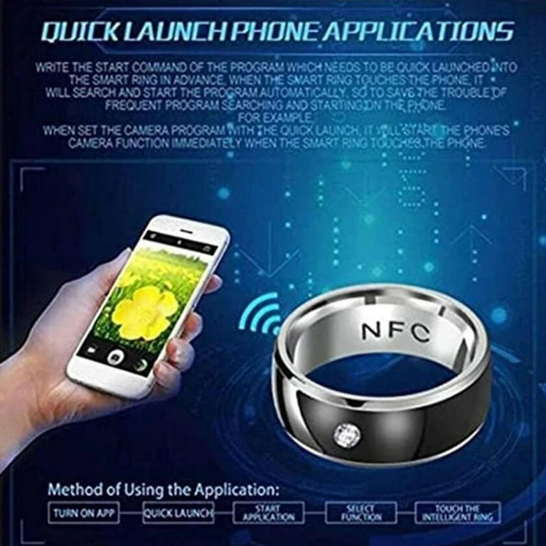 Muxika NFC Rings Mobile Phone Smart Ring, Water Resistant Stainless Steel Rings for Men & Women, Fashion Rings with NFC Function, Adult Unisex, Size