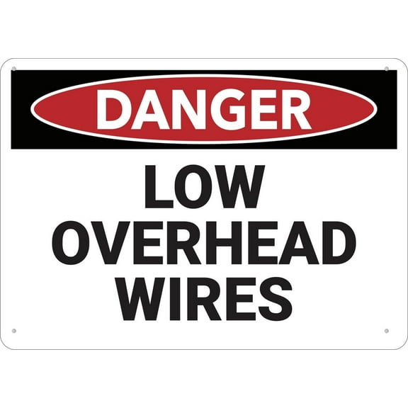Danger Low Overhead Wires Sign Outdoor Metal Sign - 12 X 8 Metal Signs For Business, Workplace, Office, Home, Delivery Signs, Road Signs, Garden Signs