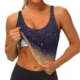 thumbnail image 4 of Haiem Gold Black Glitter Pattern Womens Sports Bra - U Neck Padded Low Impact Yoga Bra Workout Crop Top Gym Moisture-Wicking Workout Vest -X-Large, 4 of 9