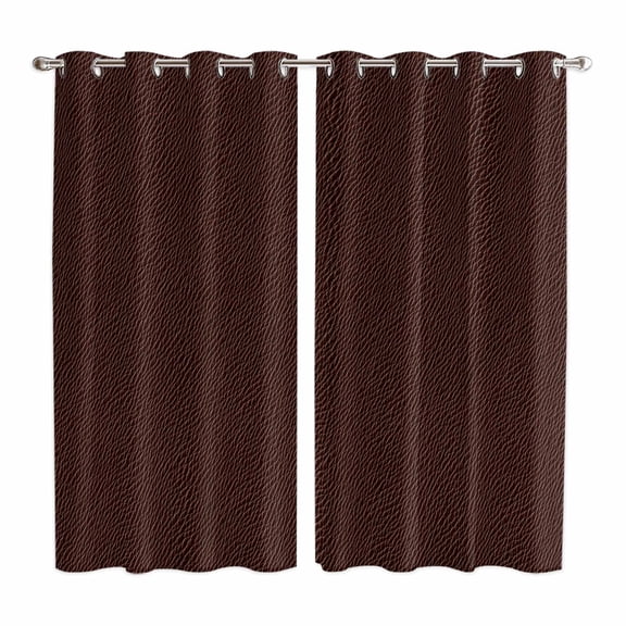 Solid Brown Kitchen Curtains 84 Inch Length, Vintage Minimalism Abstract Denim Pattern Grommet Top Bedroom Living Room Curtains, Light Filtering Cafe Curtain Drapes 2 Panels Set 104''x84''