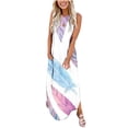 thumbnail image 1 of Lenago Robe Maxi Grande Taille pour Femmes Imprimée Sans Manches à Encolure Croisée devant Longue Robe d'Été de Plage en Liquidation, 1 of 4