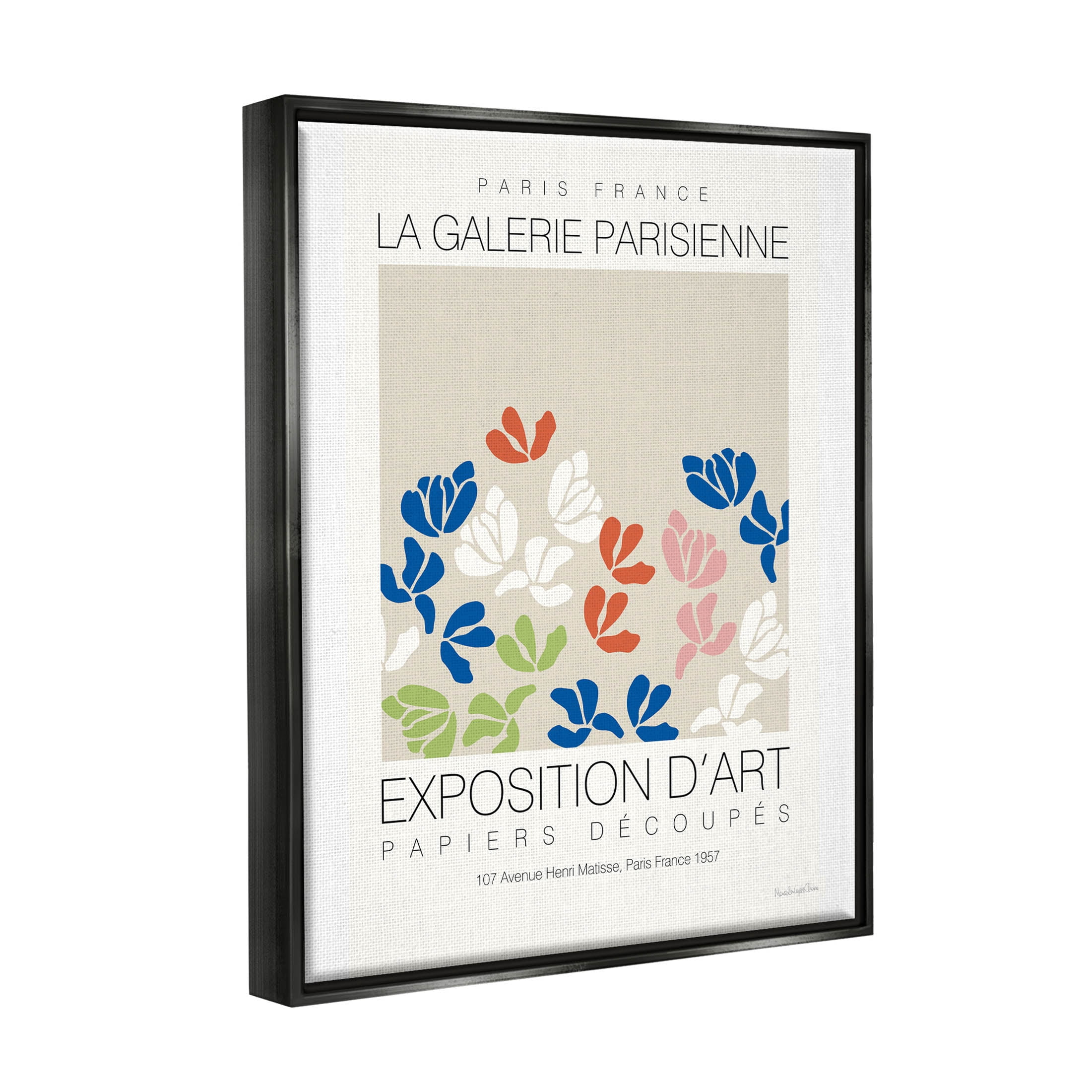 Stupell Industries Petal Silhouettes Gallery Exhibition Graphic Art Jet Black Floating Framed Canvas Print Wall Art, Design by Mercedes Lopez Charro