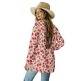 thumbnail image 3 of SCRAWLGOD Cherry Women's Open Front Cardigan Lightweight Long Sleeve Sweater Top Breathable Long Comfy Cardigans for Women Party Size 2XL Soft Women Cardigan Coat, 3 of 7