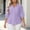 Purple, variant on Plus Size Women's Lapel V Neck Button Down Pleated Waist Peplum 3/4 Puff Sleeve Casual Blouse Summer