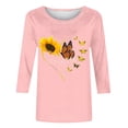 thumbnail image 5 of Jsaierl Women's 3/4 Sleeve Tops Plus Size Crew Neck Shirts Cute Print Ladies Blouses Going Out Holiday T-shirts Top S-2XL, 5 of 6