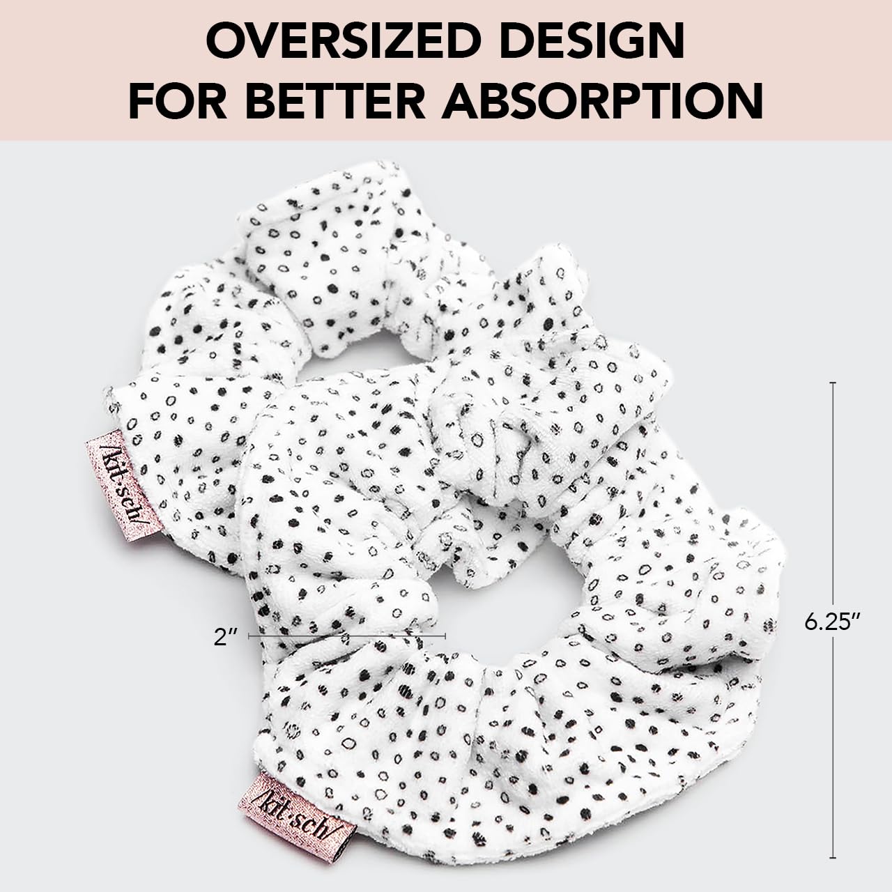 Microfiber Hair Towel Scrunchies - Soft and Highly Absorbent Microfiber Scrunchie for Women | Reduces Heat Drying Time | Ideal Gifts for Women - 2pcs (Micro Dot Design)