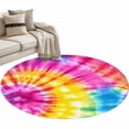 thumbnail image 2 of Colorful Boho Round Area Rug 4 FT, Non Slip Indoor Outdoor Rug, Pink Yellow Blue Green Tie Dye Abstract Art Washable Soft Circular Carpet Non-Shedding Floor Mat for Coffee Table Nursery Foyer Balcony, 2 of 8