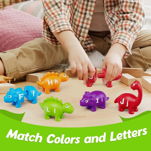 Aizweb Alphabet Learning Toys,Dinosaur Color Sorting Matching Letter Game for Toddlers,Preschool Kindergarten Learning Activities Classroom