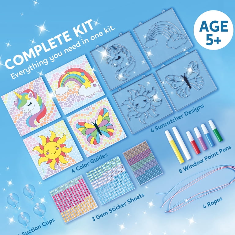 Joyfy Suncatcher Kit, 4 Designs with Paint Pens & Gem Stickers photo 3
