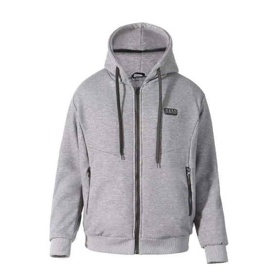 Heated Jackets Unisex 32 Heating Zone Thermal Winter Outwear Plus Size Hooded Drawstring Front Zip Coat With Pockets (XL, Gray)