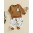 thumbnail image 2 of Suealasg Toddler Baby Boy 2Pcs Fall Outfits Long Sleeve Sweatshirt + Duck Print Sweatpants Set 3M 6M 1T 2T 3T Infant Boys Pants Sets Clothes, 2 of 7