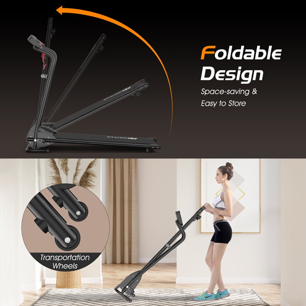 Topcobe 1.0 HP Electric Mobile Power Foldable Treadmill with Operation Display for Home, Under Desk Walking Pad Treadmill