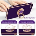 thumbnail image 4 of Case for iPhone SE Case 2022/2020, iPhone 8 7 Case Ring Holder Stand Magnetic Kickstand, Plating Gold Edge Soft TPU Bumper Cover Shockproof Protective Phone Cases Women Girls Boys, Dark Purple, 4 of 14