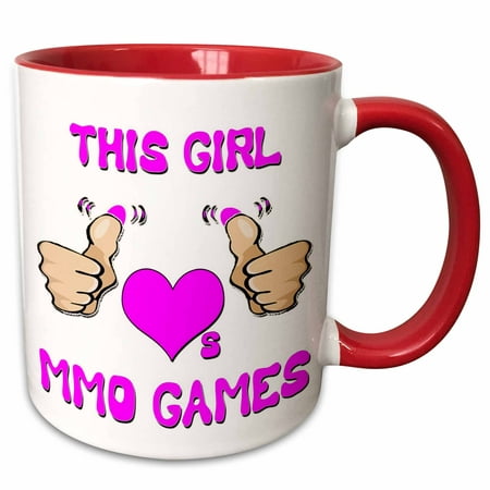 3dRose This Girl Loves Mmo Games - Two Tone Red Mug, (Best Mmo Android Games 2019)