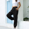 thumbnail image 5 of Pantalones deportivos de cintura elástica para mujer, pantalones deportivos largos de color sólido, 5 of 5