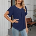 thumbnail image 6 of Stichou Womens Tops Dressy Casual Summer Chiffon Blouses Short Sleeve 2026 Spring Shirts Business Loose Fit Tunics Navy XL, 6 of 7