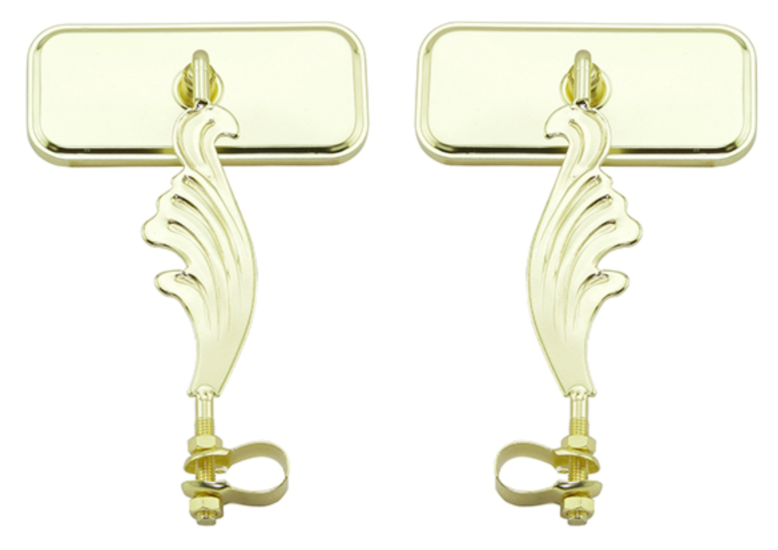 Right and Left All Gold Wing Rectangle Bike Mirror. Set of Bike Mirrors
