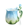 thumbnail image 2 of Taza de café de flores tazas de rosa bebida taza de cerámica taza de la mañana caca para beber taza de té de para jugo de té leche de café azul, 2 of 8