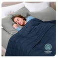 thumbnail image 2 of Weighted Blanket All-Natural 100% Cotton with Nontoxic Glass Beads 80"x87" 25lbs, Dark Blue, 2 of 8