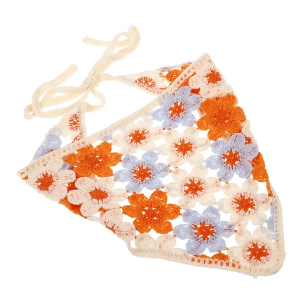 Diadema de flores de ganchillo para mujer, bandana de ganchillo para el cabello, envoltura para la cabeza de ganchillo