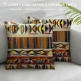 thumbnail image 3 of Orinice  Tribal Throw Pillow Cushion Cover, Traditional Folk with Cultural Featured Trippy Boho Abstract Design, Decorative Square Accent Pillow Case,  Brown and Yellow White, 3 of 5