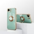 thumbnail image 2 of Electroplated Case for iPhone 16e with Stand & Rotatable Ring Holder, Slim Plating Metal Cover Support Magnetic Car Mount, Rugged Shockproof Protective Case for iPhone 16e, Mint, 2 of 6
