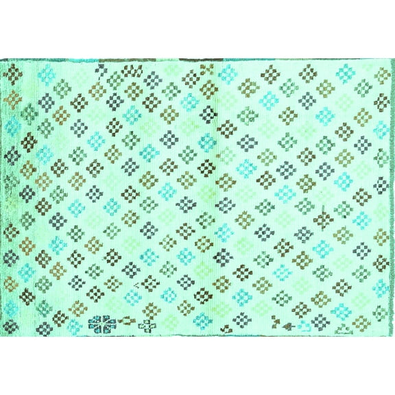 Ahgly Company Indoor Rectangle Southwestern Turquoise Blue Country Area Rugs, 5' x 7'