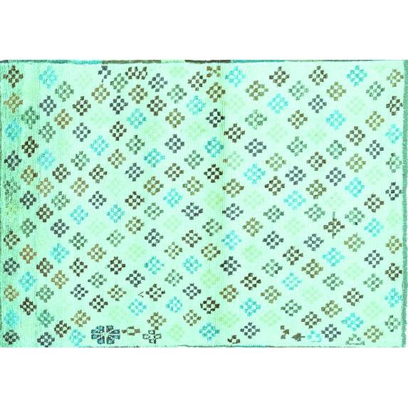 Ahgly Company Machine Washable Indoor Rectangle Southwestern Turquoise Blue Country Area Rugs, 2' x 4'