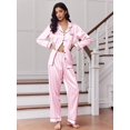 thumbnail image 2 of Ekouaer 2 Pack Satin Pajamas Set for Women Classic Button Down Silk Pjs Set Soft Sleepwear, 2 of 6