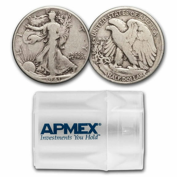 1941 Walking Liberty Halves 20-Coin Roll Avg Circ
