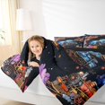 thumbnail image 3 of Manfei Vintage Train Twin Comforter Sets,Colorful Railway Bedding Set,Black Reversible,2 Pieces,1 Comforter and 1 Pillowcase, 3 of 7